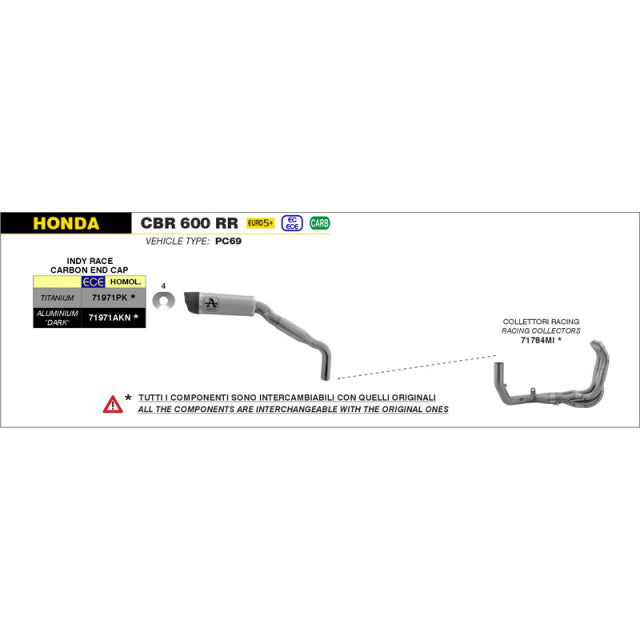 71784MI Arrow CBR600RR 2024 - 2025  Racing header Collector for Honda