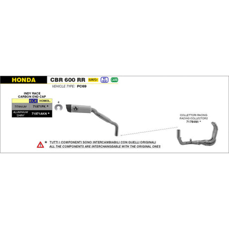 71784MI Arrow CBR600RR 2024 - 2025  Racing header Collector for Honda