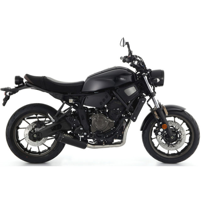 74509rbn Arrow Yamaha Xsr 700 21-24  Homologated Nichrom Dark Rebel Silencer With Aluminum Dark Endcap