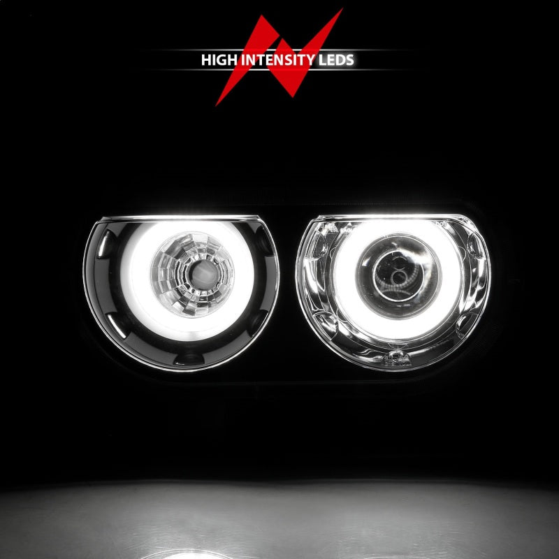 ANZO 2008-2014 Dodge Challenger Projector Headlights w/ Halo Black (CCFL) 121308