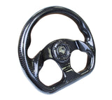 NRG Carbon Fiber Steering Wheel (320mm) Flat Bottom w/Shiny Black Carbon ST-009CF/BK
