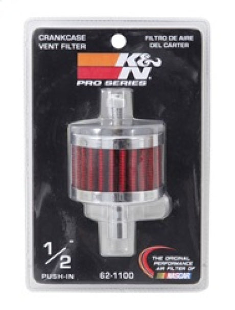 K&N Steel Base Crankcase Vent Filter 0.5in Vent OD x 2in OD x 1.5in Height 62-1100
