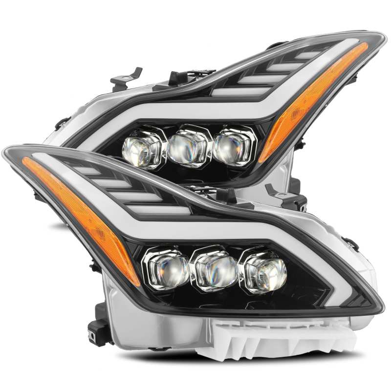 AlphaRex 08-13 Infiniti G37 NOVA LED Projector Headlights Plank Style Design Gloss Black 881982