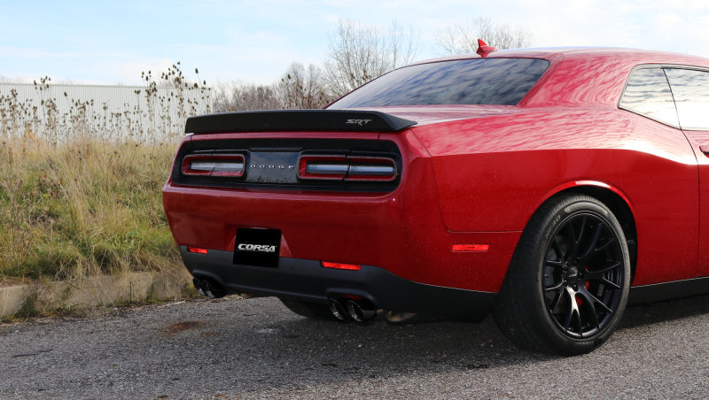 Corsa 15-17 Dodge Challenger Hellcat Dual Rear Exit Sport Exhaust w/ 3.5in Black Tips 14987BLK