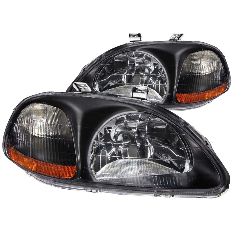 ANZO 1996-1998 Honda Civic Crystal Headlights Black 121067