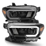 ANZO 2016-2017 Toyota Tacoma Projector Headlights w/ Plank Style Switchback Black w/ Amber 111396