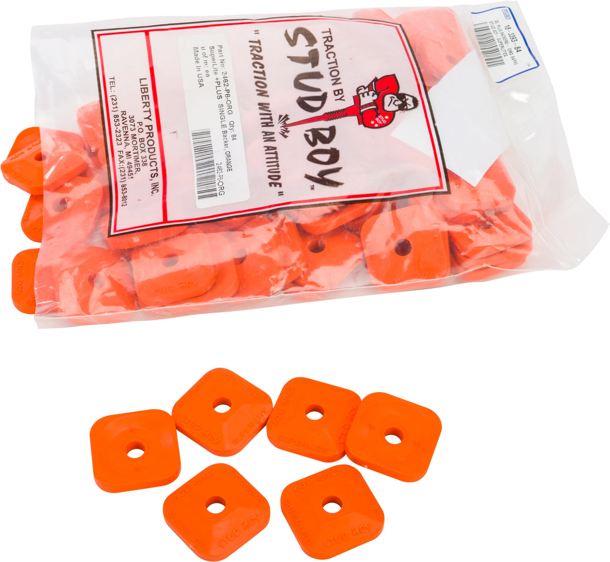 STUD BOY Super-Lite Plus Backers Orange 84/Pk 2462-P8-ORG