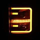 ANZO 2011-2016 Ford F250 Projector Headlights w/ Plank Style Switchback Black w/ Amber 111406