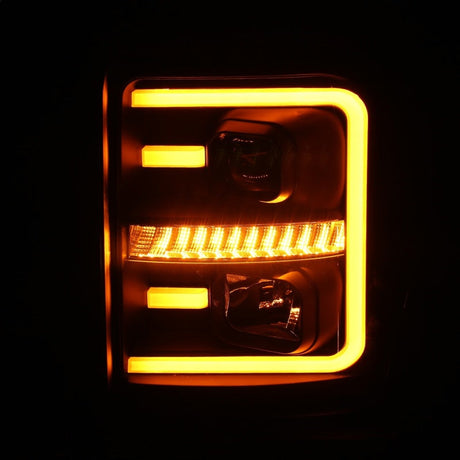 ANZO 2011-2016 Ford F250 Projector Headlights w/ Plank Style Switchback Black w/ Amber 111406
