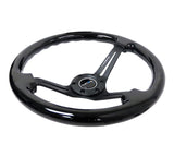 NRG Reinforced Steering Wheel (350mm / 3in. Deep) Blk Wood w/Blk Matte Spoke/Black Center Mark RST-018BK-BK
