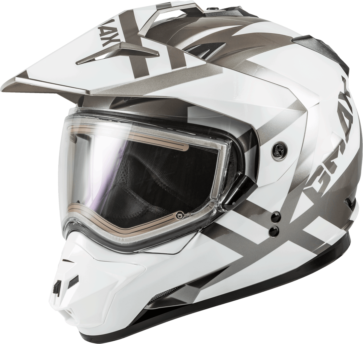 GMAX Gm-11s Trapper Snow Helmet W/Elec Shield White/Silver Sm G4112014