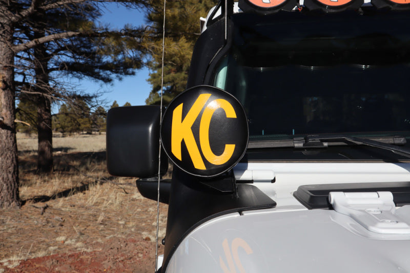 KC HiLiTES 6in. Round Soft Cover (Pair) - Black w/Yellow KC Logo 5102