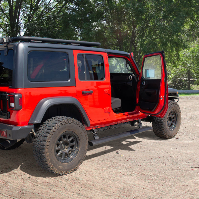 Go Rhino 18-23 Jeep Wrangler 4dr E-BOARD E1 Electric Running Board Kit (Drilling Req.) - Tex. Blk 20450674PC