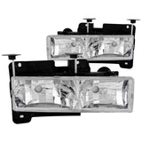 ANZO 1988-1998 Chevrolet C1500 Crystal Headlights Chrome w/o Bulbs 111136