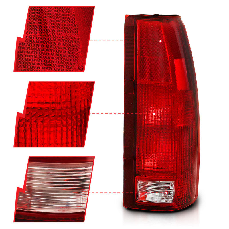 ANZO 1988-1999 Chevy C1500 Taillight Red/Clear Lens (OE Replacement) 311301