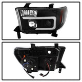 Spyder 08-13 Toyota Sequoia Projector Headlights - Light Bar DRL - Black PRO-YD-TTU07V2-LB-BK 5085344