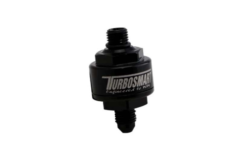 Turbosmart Billet Turbo Oil Feed Filter w/ 44 Micron Pleated Disc AN-4 Male to AN-4 ORB- Black TS-0804-1003