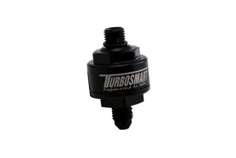Turbosmart Billet Turbo Oil Feed Filter w/ 44 Micron Pleated Disc AN-4 Male to AN-4 ORB- Black TS-0804-1003