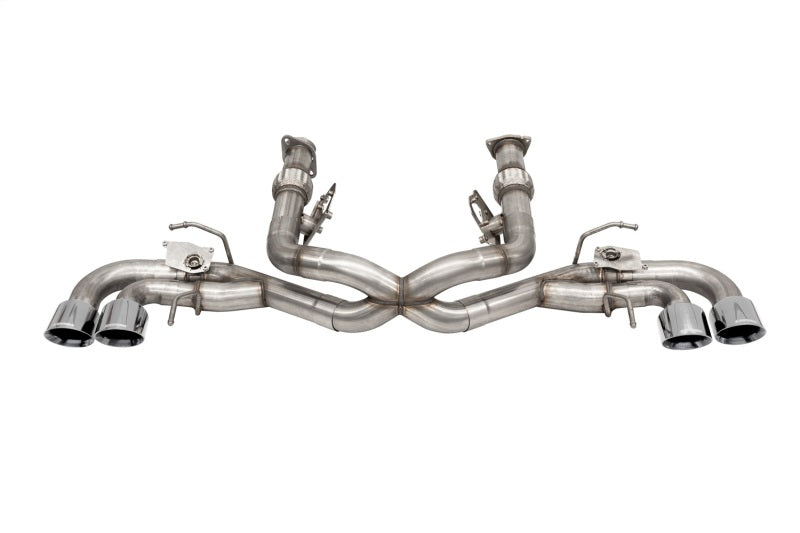 Corsa 20-22 Corvette C8 3in Valved Cat-Back 4.5in Pol Quad Tips - Fits Factory NPP Exhaust 21105
