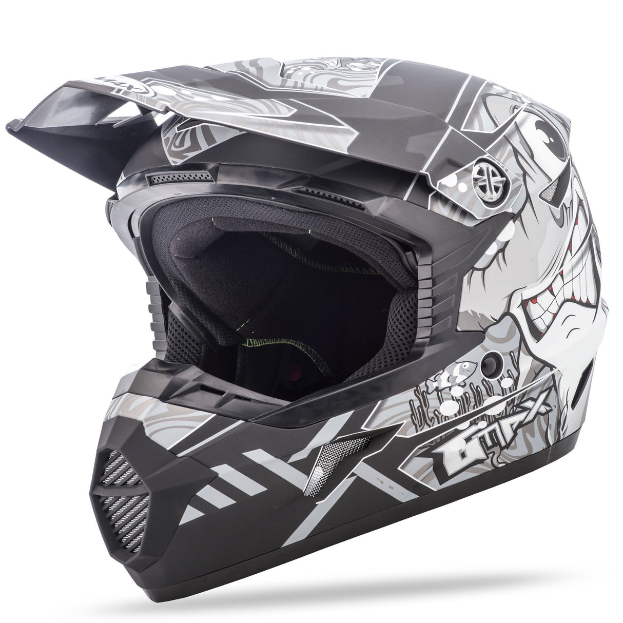 GMAX Youth Mx-46y Off-Road Hooper Helmet Matte Blk/Dark Sil Ys G3468450 TC-17F