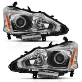 ANZO 2013-2015 Nissan Altima Projector Headlight Chrome Amber 121550