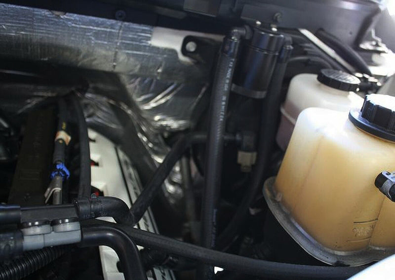 J&L 11-17 Ford F-150 5.0L / 11-14 Ford F-150 6.2L Driver Side Oil Separator 3.0- Black Anodized 3016D-B