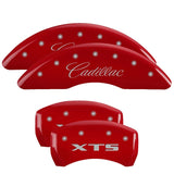MGP 4 Caliper Covers Engraved Front Cadillac Engraved Rear XTS Red finish silver ch 35008SXTSRD