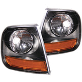 ANZO Corner Lights 1997-2003 Ford F-150 HARLEY DAVIDSON Style Corner Lights Black w/ Amber Reflector 521040