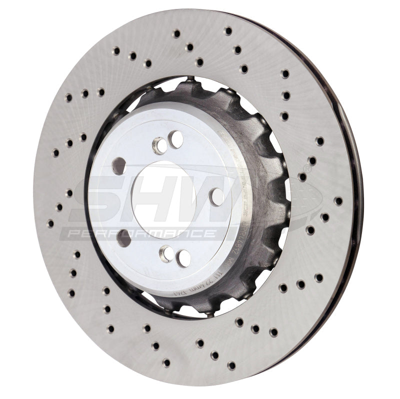 SHW 15-18 BMW M3 3.0L Right Rear Cross-Drilled Lightweight Brake Rotor (34212284812) BRR44812