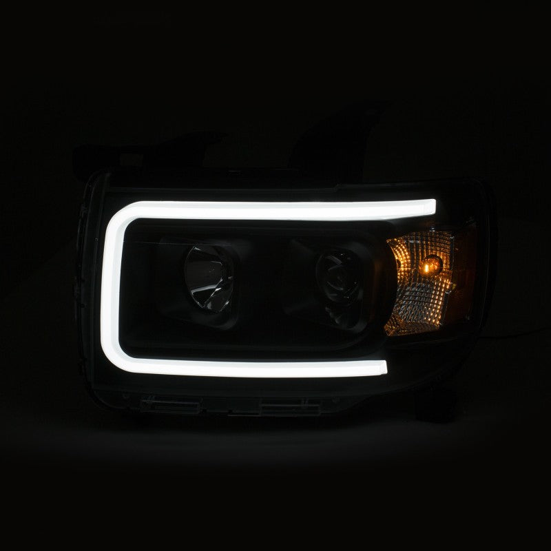 ANZO 2015+ GMC Canyon Projector Headlights w/ Plank Style Design Black w/ Amber 111381