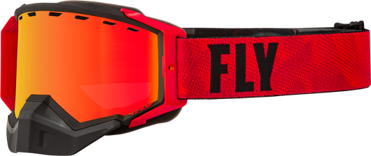 FLY RACING Zone Pro Snow Goggle Black/Red W/ Org Mirror/Plrzd Smke Lns 37-50332