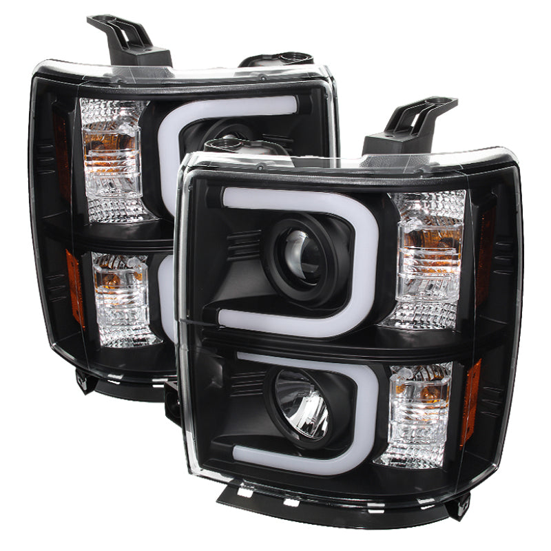 Spyder Chevy Silverado 1500 14-16 Projector Headlights Light Bar DRL Blk PRO-YD-CS14-LBDRL-BK 5079473