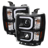 Spyder Chevy Silverado 1500 14-16 Projector Headlights Light Bar DRL Blk PRO-YD-CS14-LBDRL-BK 5079473