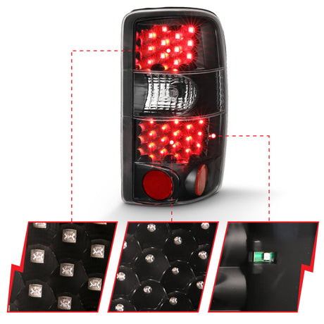 ANZO 2000-2006 Chevrolet Tahoe Led Taillights Black/Clear 311298