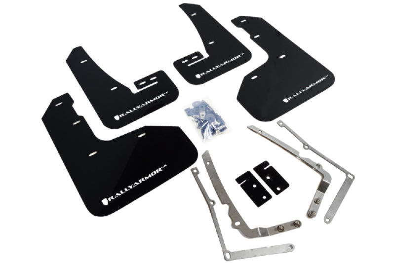 Rally Armor 15-17.5 VW Golf R Black UR Mud Flap w/ White Logo MF40-UR-BLK/WH