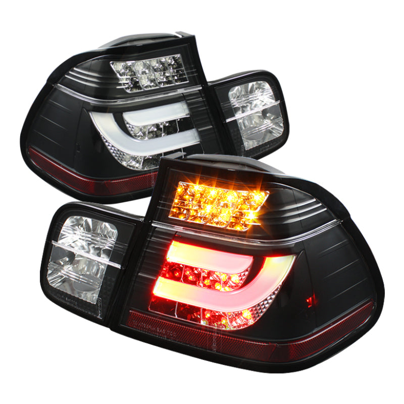 Spyder BMW E46 3-Series 99-01 4Dr Light Bar Style LED Tail Lights Black ALT-YD-BE4699-4D-LBLED-BK 5037695
