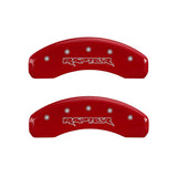 MGP 4 Caliper Covers Engraved Front & Rear Raptor Red finish silver ch 10213SRPTRD