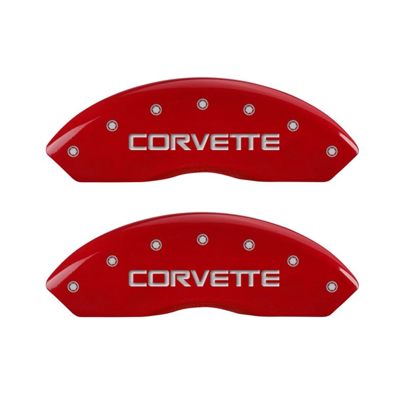 MGP 4 Caliper Covers Gloss Red Engraved with Corvette C4 (Full Kit 4 Pieces) 13013SCV4RD