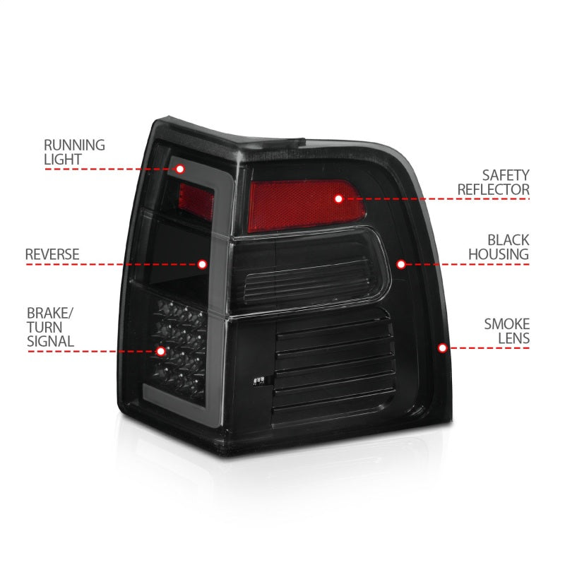 ANZO 07-17 Ford Expedition LED Taillights w/ Light Bar Black Housing Smoke Lens 311409