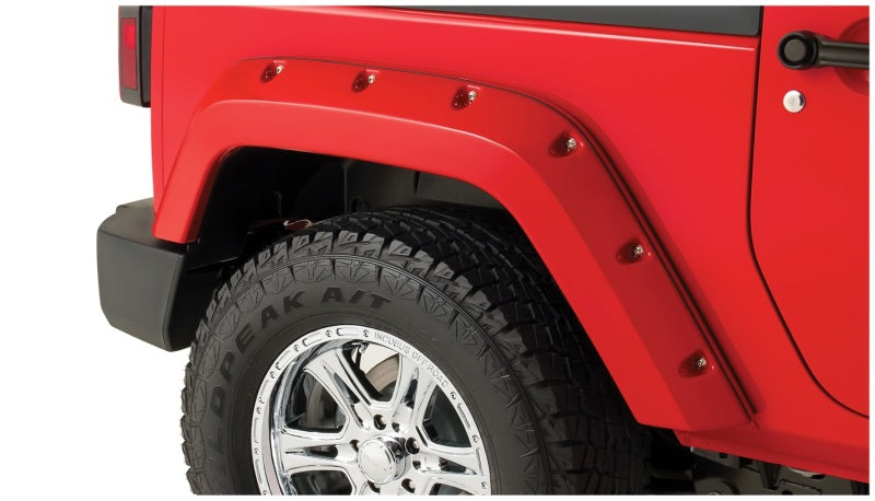 Bushwacker 07-18 Jeep Wrangler Pocket Style Flares 2pc Fits 2-Door Sport Utility Only - Black 10078-02