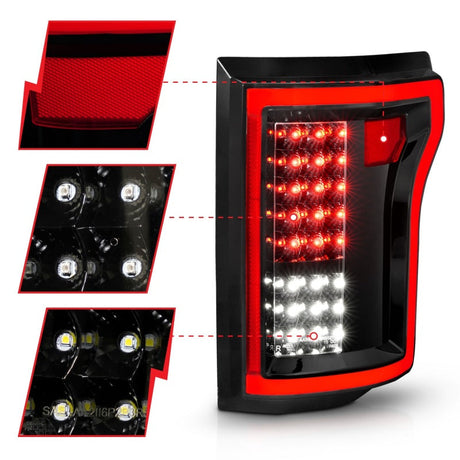 ANZO 2015-2016 Ford F-150 LED Taillights Black 311261