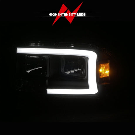ANZO 97-04 Dodge Dakota/Durango Crystal headlight Set w/ Light Bar Black Housing 111591