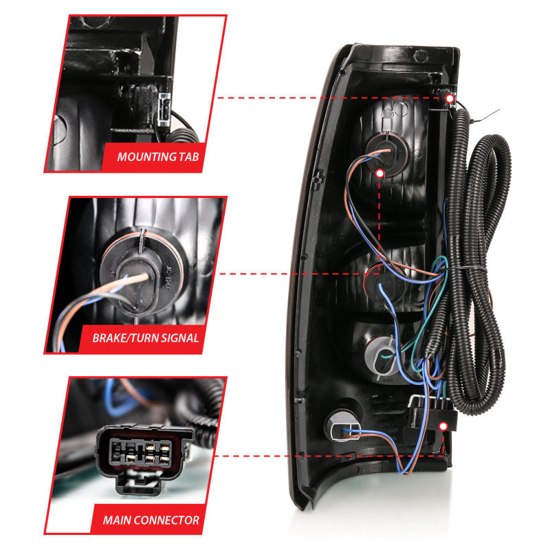 ANZO 2004-2007 Chevy Silverado Taillight Red/Clear Lens w/Black Trim (OE Replacement) 311302