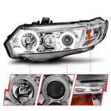 ANZO 2006-2011 Honda Civic Projector Headlights w/ Halo Chrome (CCFL) 121061