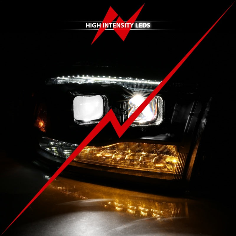 ANZO 2009-2018 Dodge Ram 1500 Led Projector Plank Style Switchback H.L Halo Black Amber (OE Style) 111464