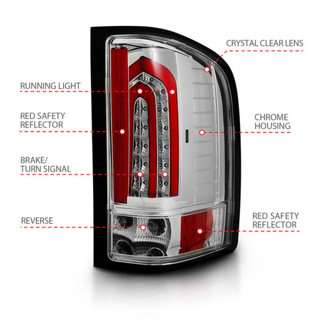 ANZO 2007-2013 Chevrolet Silverado 1500 LED Taillights Chrome 321341