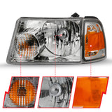 ANZO 2001-2011 Ford Ranger Crystal Headlight Chrome w/Corner Lights (OE Replacement) 111484