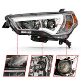 ANZO 14-18 Toyota 4 Runner Plank Style Projector Headlights Chrome w/ Amber 111417