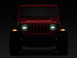 Raxiom 18-22 Jeep Wrangler JL/JT Axial 9-Inch LED Headlights w/RGB Halo- Blk Housing (Clear Lens) J142668