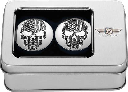 FIGURATI DESIGNS Swing Arm Covers - Contrast Cut - American Flag Skull - Custom FD27-SS-SKUL-CC